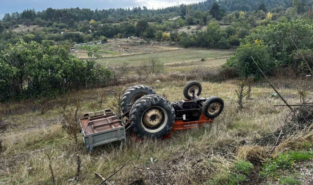Dursunbey’de traktör devrildi Balıkesir’in Dursunbey ilçesinde tarlaya traktörle giden şahsın traktörü kaza yaparak