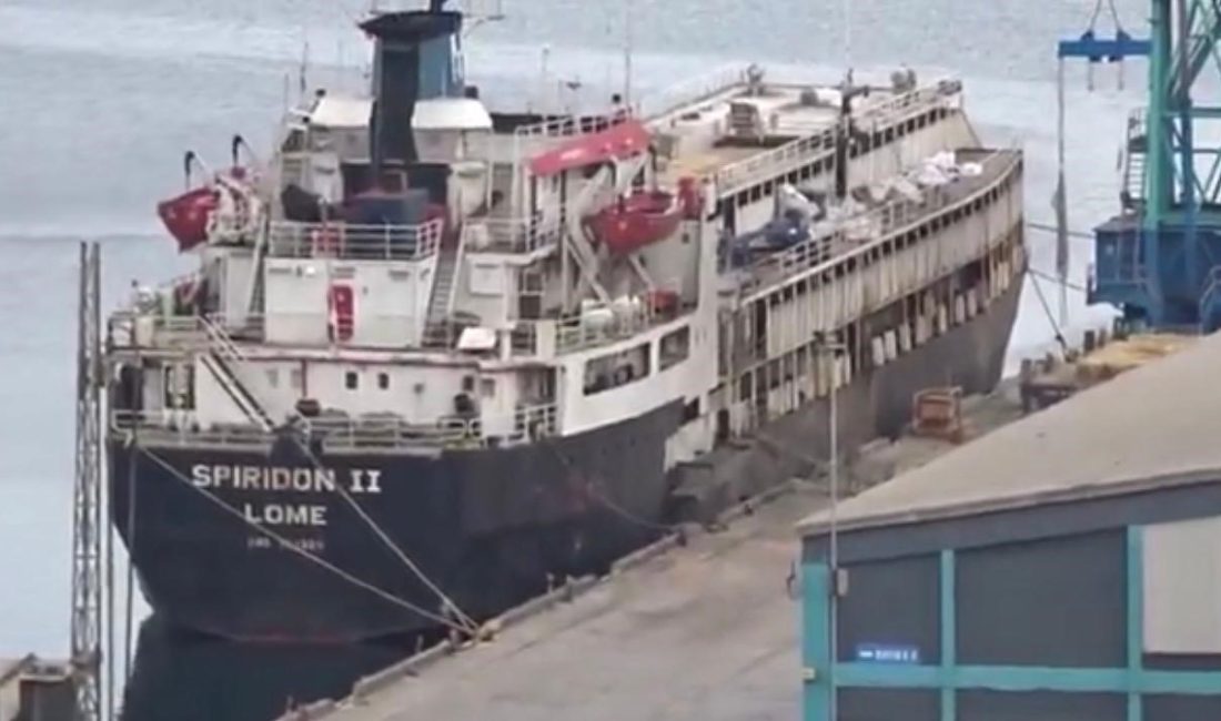 Balıkesir’in Bandırma ilçesi açıklarında demirleyen Spiridon-II isimli gemi yem, saman