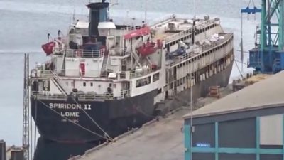 Balıkesir’in Bandırma ilçesi açıklarında demirleyen Spiridon-II isimli gemi yem, saman