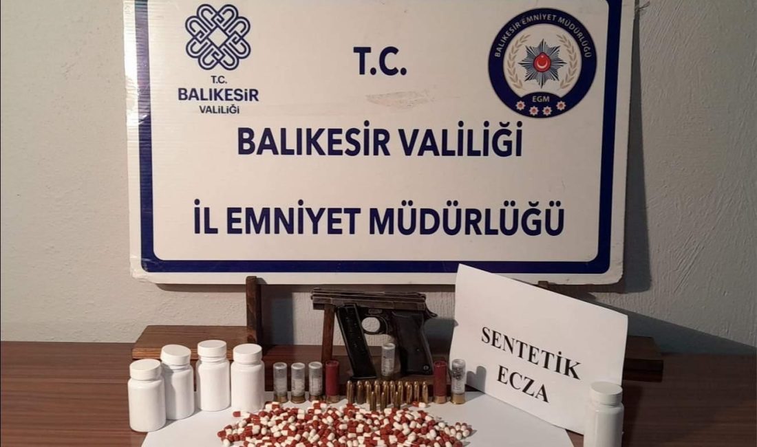 Balıkesir’in Gönen ilçesinde polis ekiplerince yürütülen çalışmalarda uyuşturucu madde ile