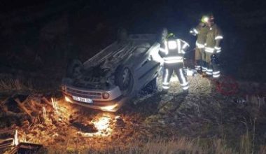 Balıkesir’in Gönen ilçesi Tuzakçı Mahallesi kavşağında tek taraflı trafik kazası