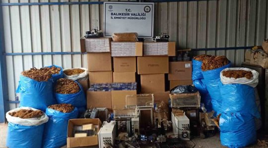 Balıkesir’in Gönen ilçesinde tütün ve tütün mamulü kaçakçılığına yönelik yürütülen