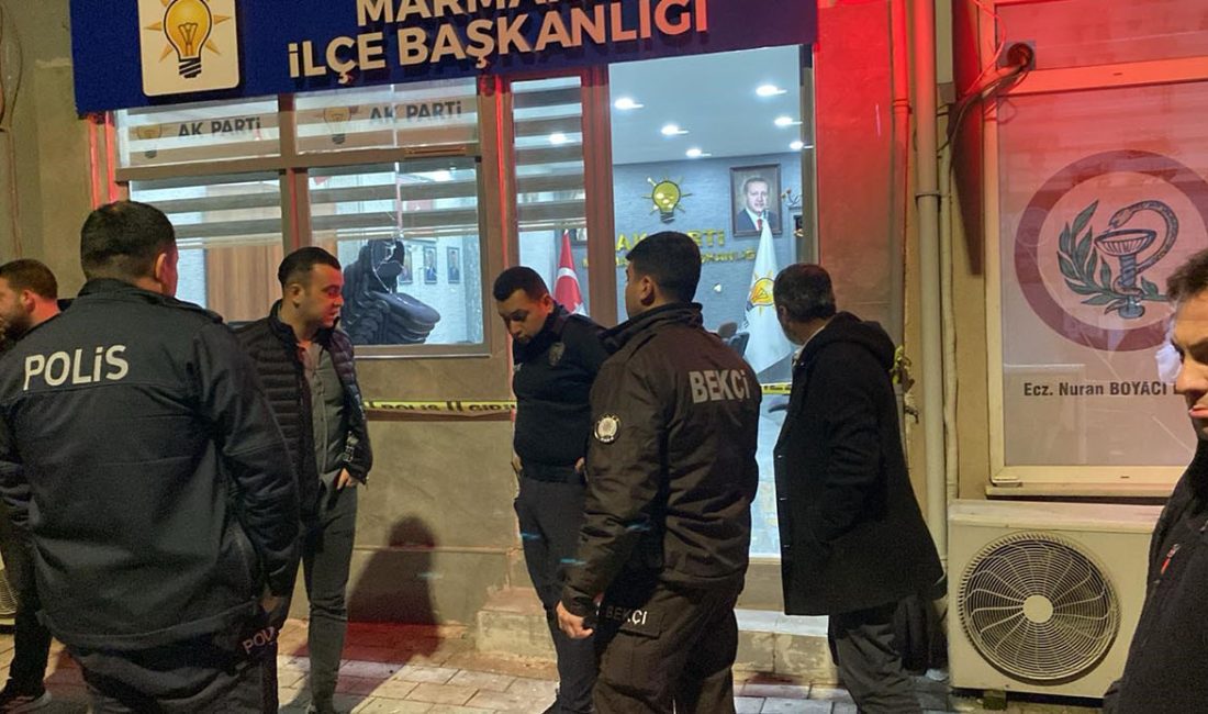 Balıkesir’in Marmara Adası’nda bulunan AK Parti ilçe binasına taşlı saldırı