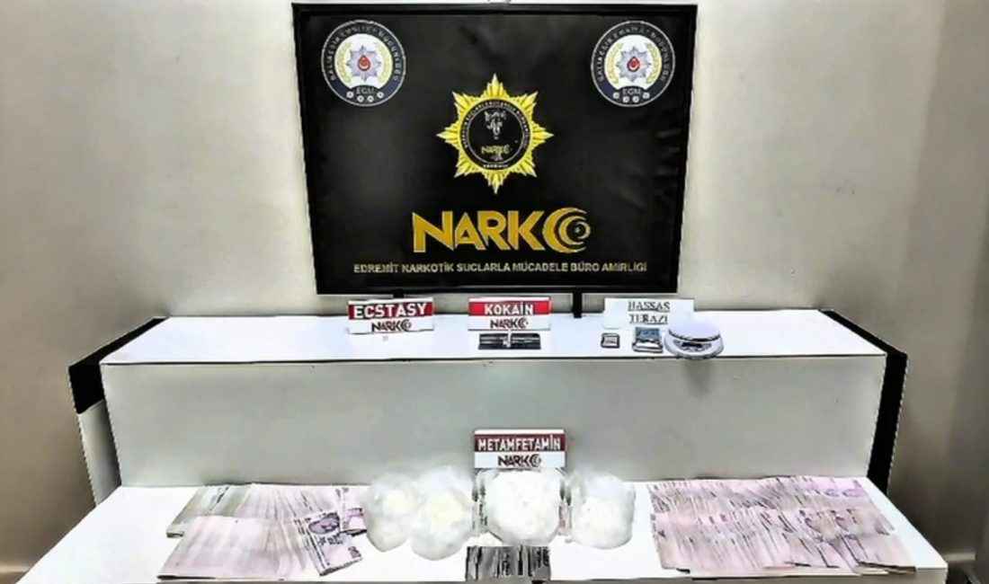 Balıkesir’de narkotik polislerinin Bandırma ve Edremit ilçelerinde yaptıkları uyuşturucu madde