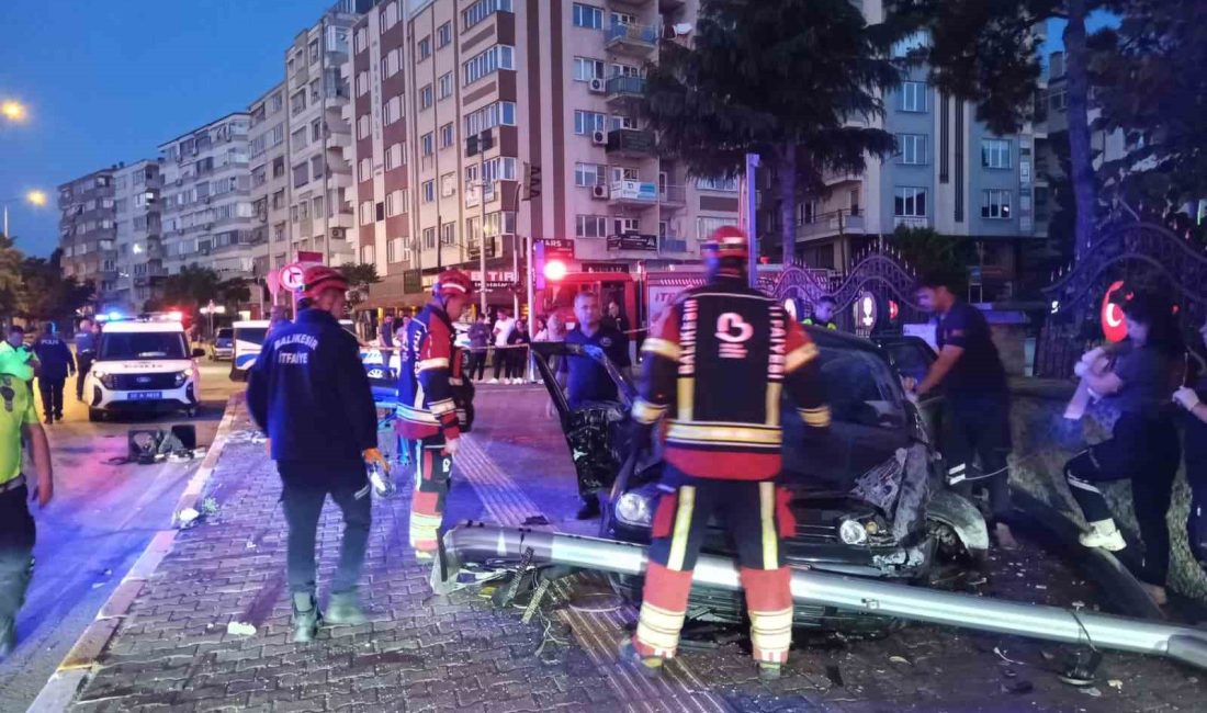 Balıkesir’de istinat duvarına çarpan otomobilin sürücüsü ölürken, yanında yolcu olarak