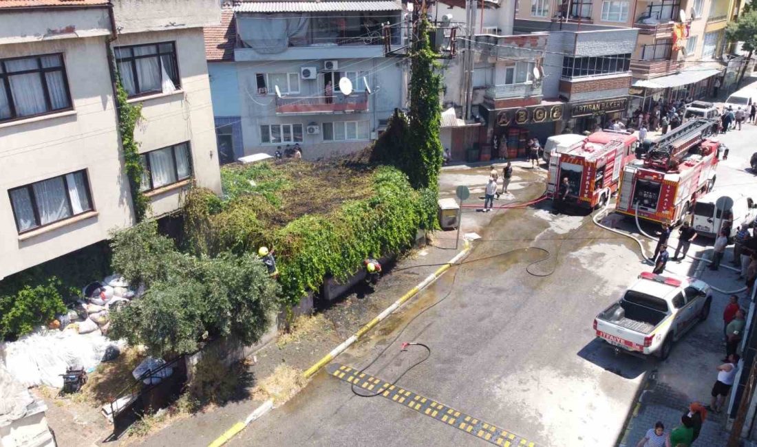 Balıkesir’de çardak yangını korkuttu Balıkesir’in Altıeylül ilçesinde bir evin bahçesindeki çardakta başlayan yangın paniğe