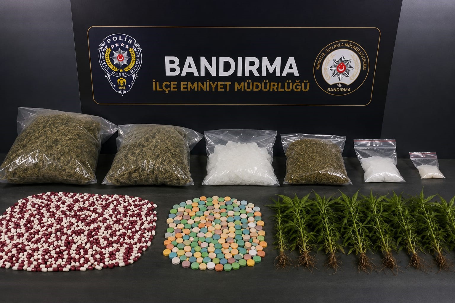 Bandırma İlçe Emniyet Müdürlüğü ekiplerinin uyuşturucuyla mücadele kapsamında 1 Ocak-20